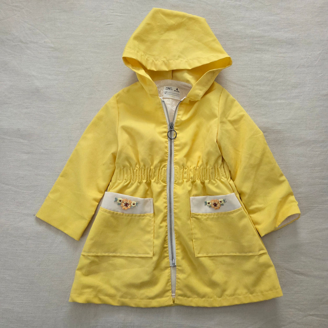 Vintage Yellow Hooded Floral Jacket 4t