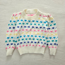 Load image into Gallery viewer, Vintage Rainbow Hearts Knit Sweater 3t
