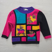Load image into Gallery viewer, Vintage Girly Bears Colorful Knit Sweater 4t
