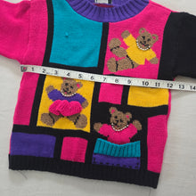 Load image into Gallery viewer, Vintage Girly Bears Colorful Knit Sweater 4t
