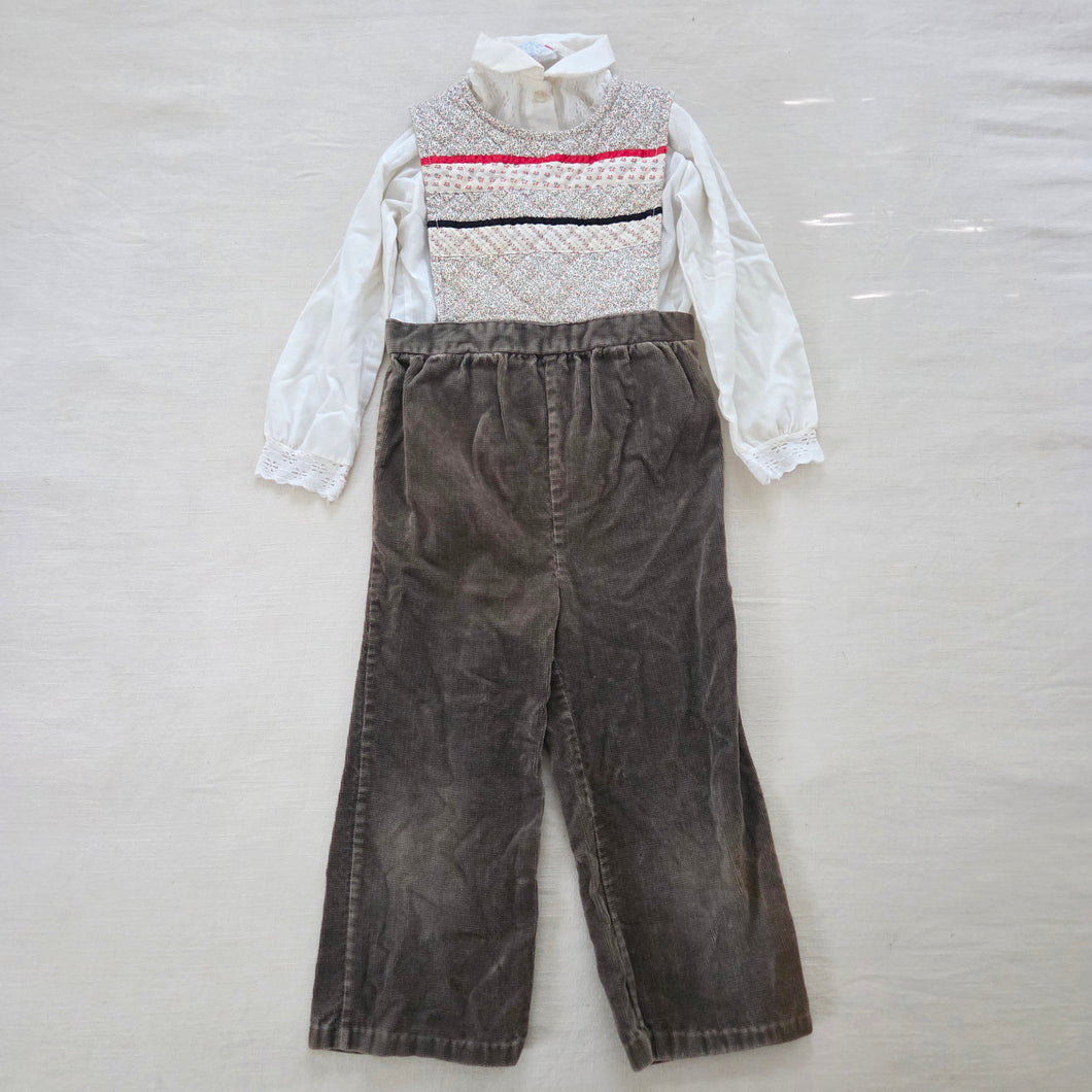 Vintage Floral/Brown Pantsuit + Shirt Bundle 4t