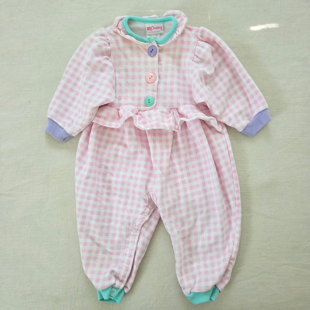 Vintage Pink Gingham Ruffle Bodysuit 6-9 months