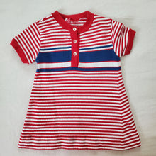 Load image into Gallery viewer, Vintage 60s Red/Blue Striped Dress 2t/3t
