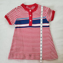 Load image into Gallery viewer, Vintage 60s Red/Blue Striped Dress 2t/3t
