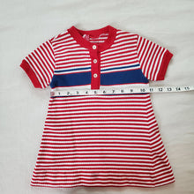 Load image into Gallery viewer, Vintage 60s Red/Blue Striped Dress 2t/3t
