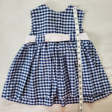 Load image into Gallery viewer, Vintage Navy Gingham Sleeveless Dress 12-18 months
