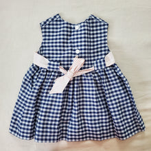 Load image into Gallery viewer, Vintage Navy Gingham Sleeveless Dress 12-18 months
