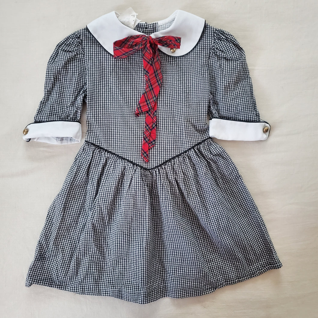 Vintage Houndstooth Tie Neck Dress 5t
