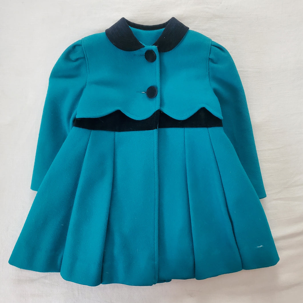 Vintage Rothschild Teal Scallop Peacoat 3t