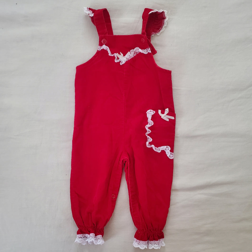 Vintage Red Girly Overalls 12-18 months