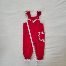 Load image into Gallery viewer, Vintage Red Girly Overalls 12-18 months
