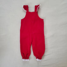 Load image into Gallery viewer, Vintage Red Girly Overalls 12-18 months
