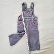 Load image into Gallery viewer, Vintage Gray Chunky Cord Overalls 18 months
