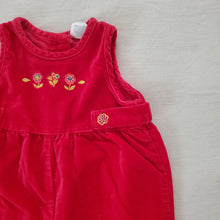Load image into Gallery viewer, Vintage Red Velvety Romper 3-6 months
