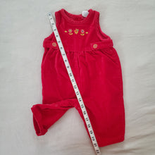 Load image into Gallery viewer, Vintage Red Velvety Romper 3-6 months

