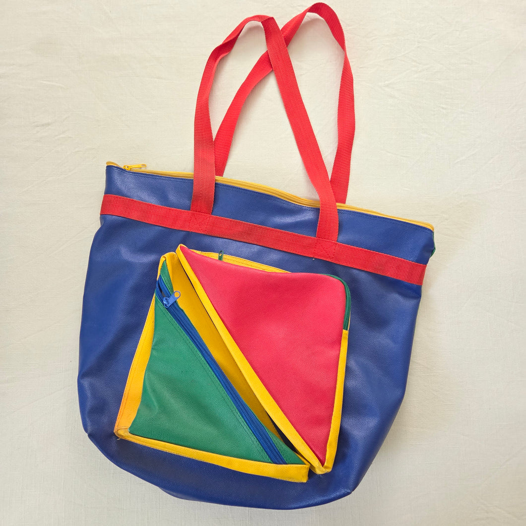 Vintage Primary Color Block Shoulder Bag