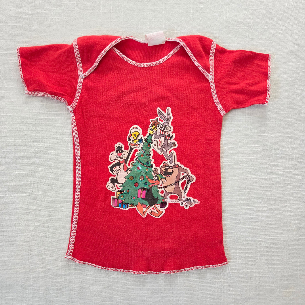 Vintage 80s Looney Tunes Christmas Baby Tee 6-9 months