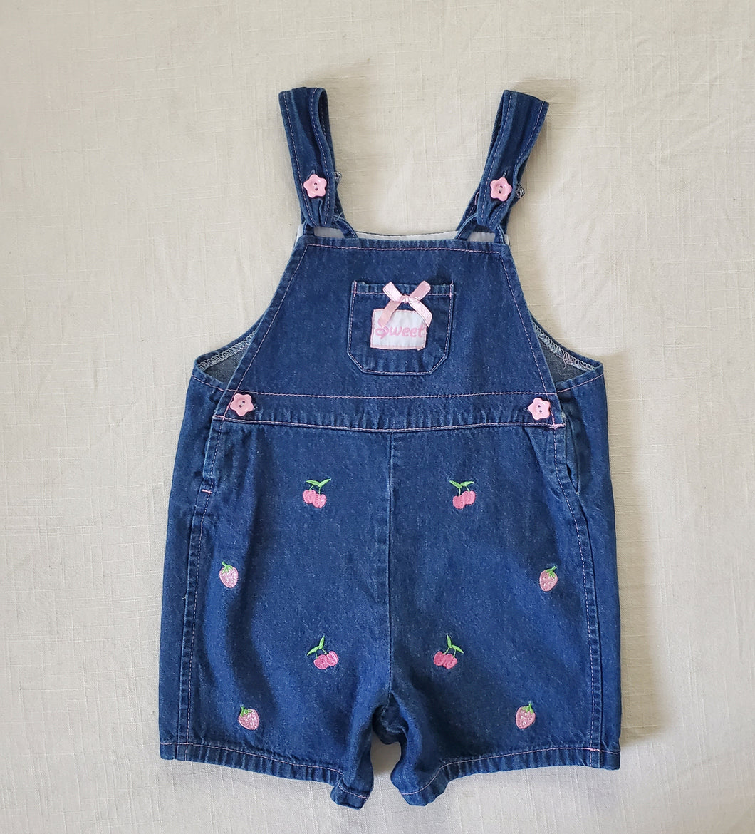 Vintage Cherry + Strawberry Shortalls 18 months
