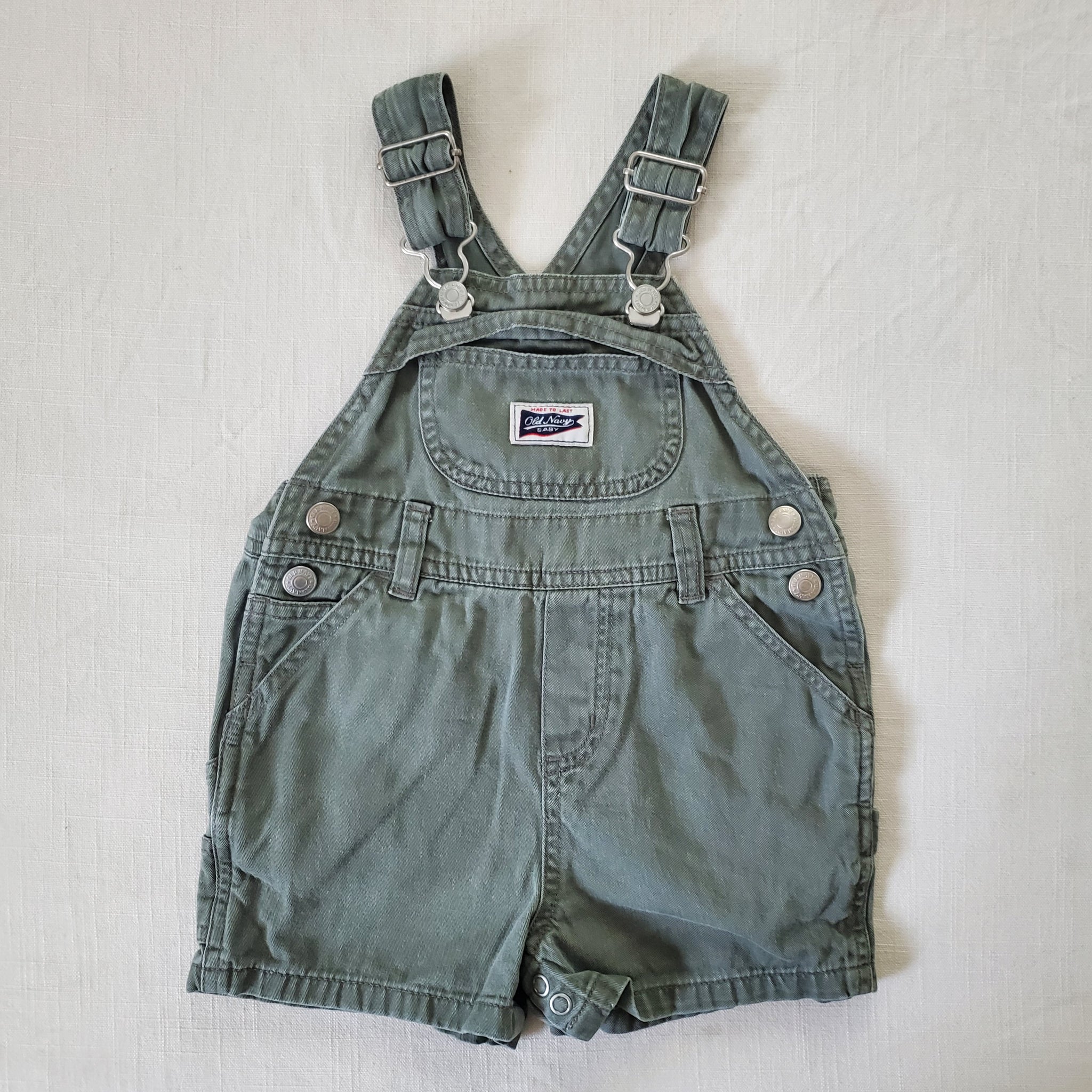 Vintage Old Navy Army Green Shortalls 6-12 months