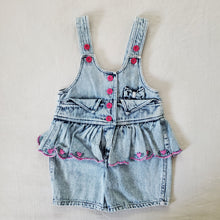 Load image into Gallery viewer, Vintage Girly Acid Wash Shortalls 3t
