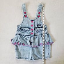 Load image into Gallery viewer, Vintage Girly Acid Wash Shortalls 3t
