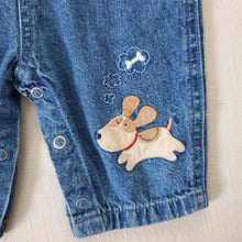 Load image into Gallery viewer, Vintage Puppy Dog Denim Overalls 6 months
