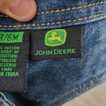 Load image into Gallery viewer, John Deer Denim Overalls 3-6 months
