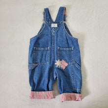 Load image into Gallery viewer, Vintage Gap Butterfly Gingham Denim Overalls 3-6 months

