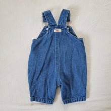 Load image into Gallery viewer, Vintage Puppy + Car Denim Overalls newborn
