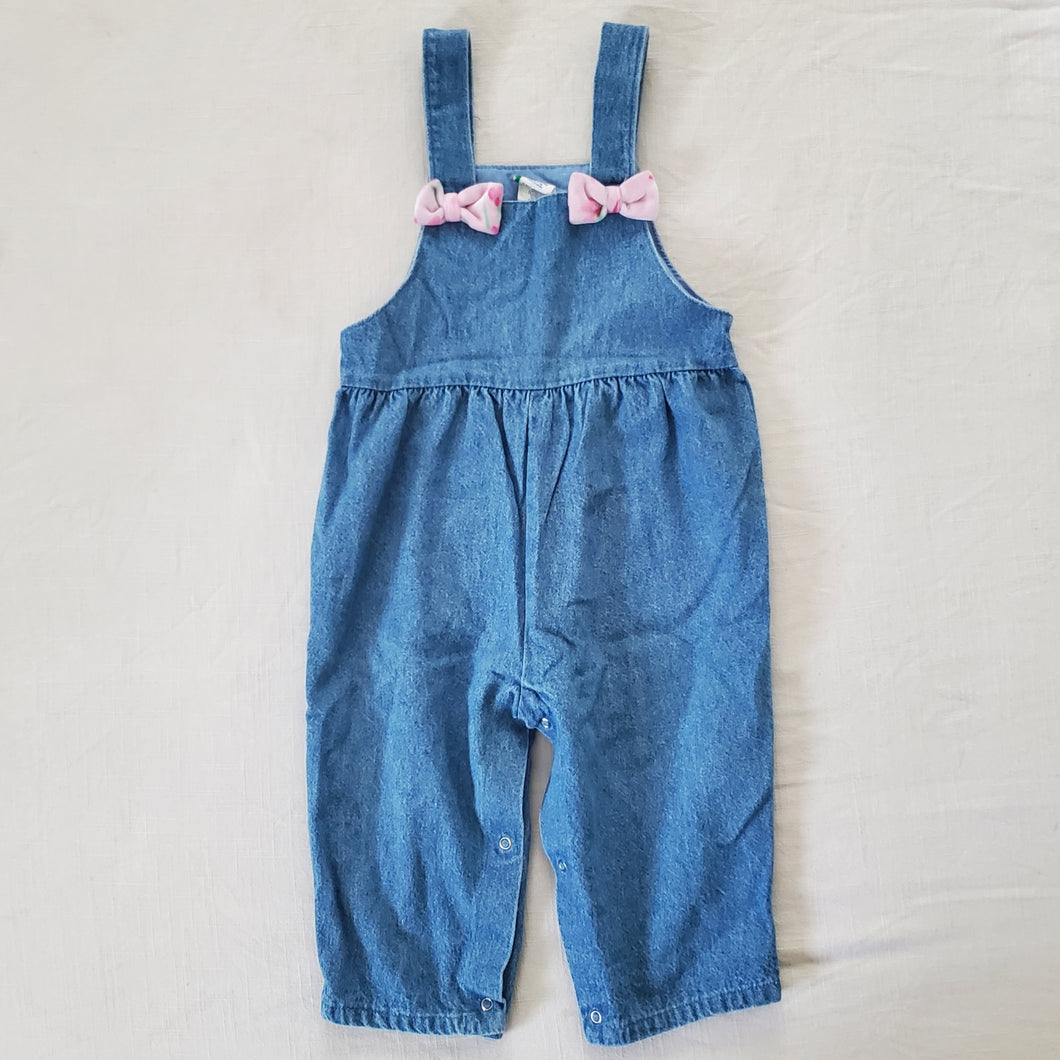 Vintage Bow Denim Overalls 18 months