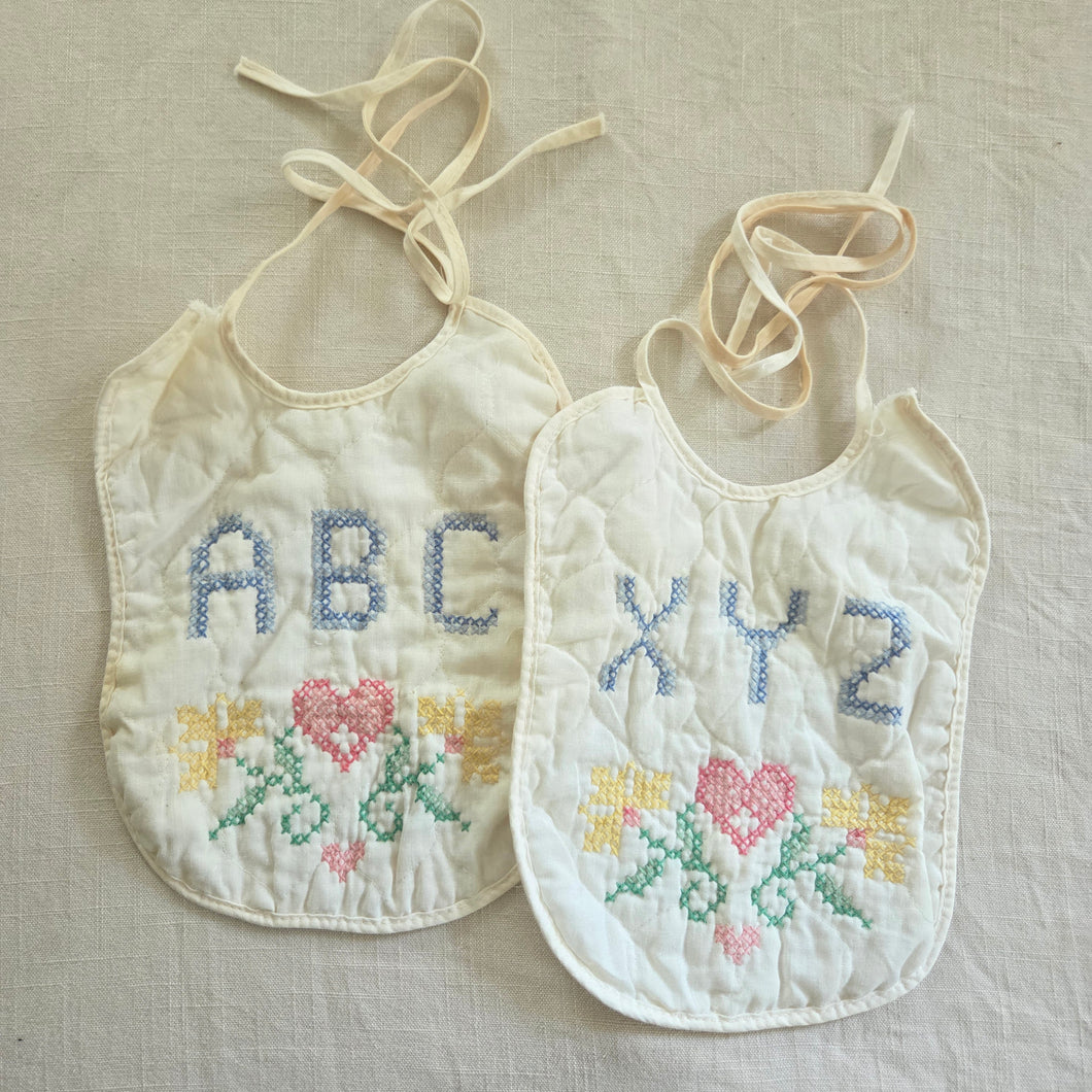 Vintage ABC & XYZ Cross-stitch Bib Bundle