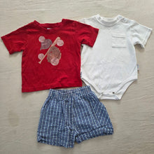 Load image into Gallery viewer, Vintage Bundle Shirt + Shorts + Romper 18 months
