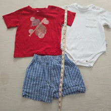 Load image into Gallery viewer, Vintage Bundle Shirt + Shorts + Romper 18 months
