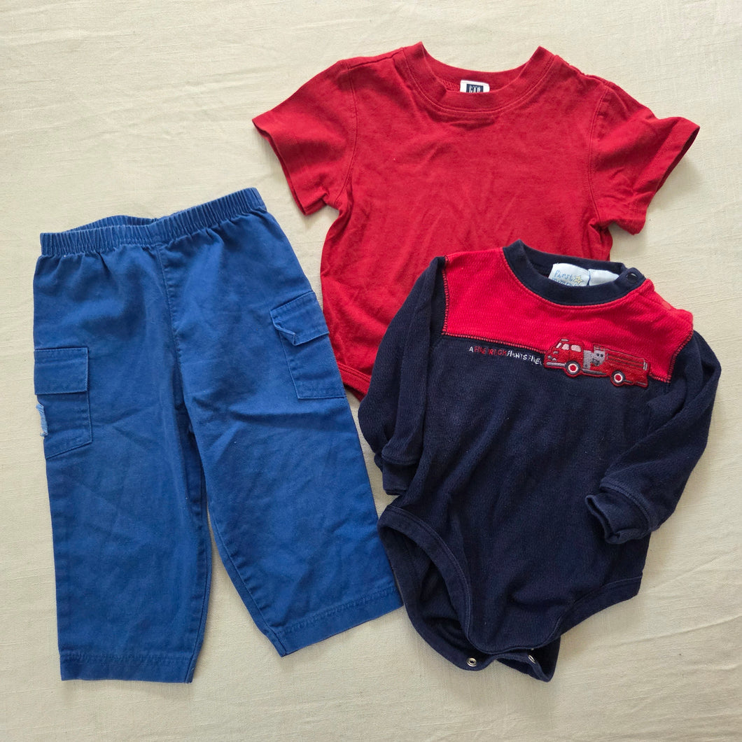 Vintage Boys Firetruck/Red/Blue Bundle 6-9 months
