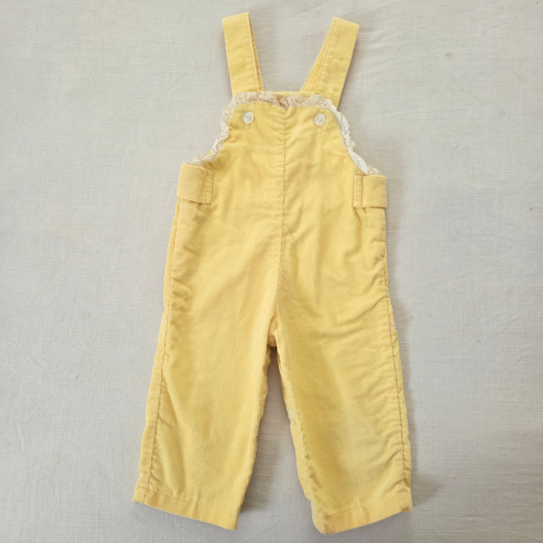 Vintage Girly Yellow Cord Overalls 12 months