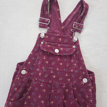Load image into Gallery viewer, Vintage Floral Maroon Cord Overalls 4t
