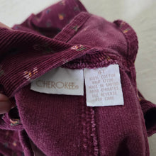 Load image into Gallery viewer, Vintage Floral Maroon Cord Overalls 4t
