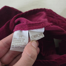 Load image into Gallery viewer, Vintage Maroon Velvet Embroidered Overalls 3t

