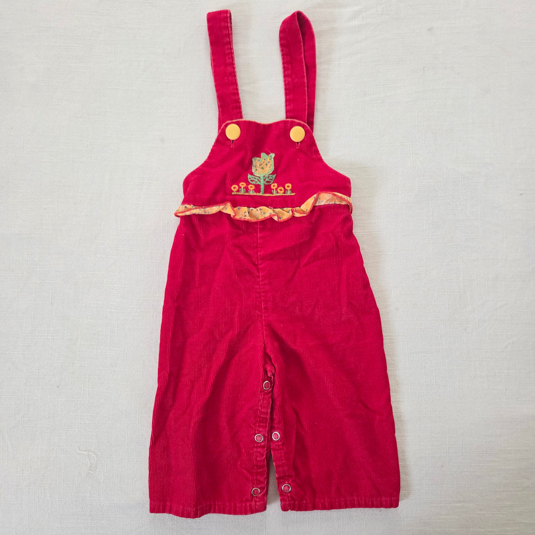 Vintage Red Flower Overalls 9 months
