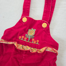 Load image into Gallery viewer, Vintage Red Flower Overalls 9 months
