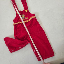 Load image into Gallery viewer, Vintage Red Flower Overalls 9 months
