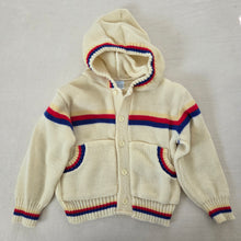 Load image into Gallery viewer, Vintage Primary + Neutral Knit Hooded Sweater 24 months
