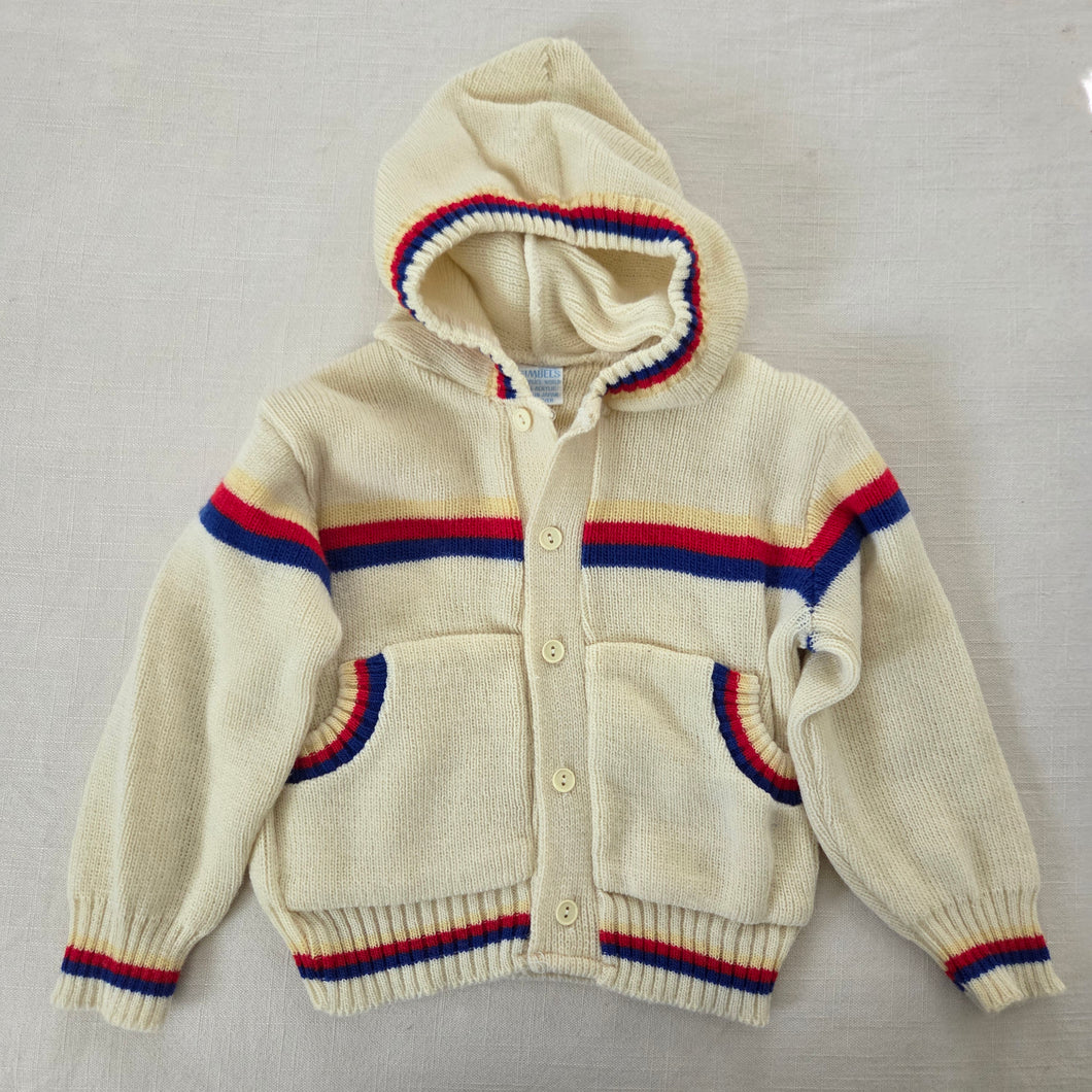 Vintage Primary + Neutral Knit Hooded Sweater 24 months