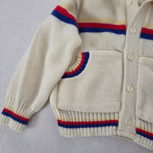 Load image into Gallery viewer, Vintage Primary + Neutral Knit Hooded Sweater 24 months
