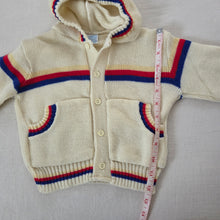 Load image into Gallery viewer, Vintage Primary + Neutral Knit Hooded Sweater 24 months
