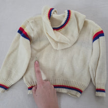 Load image into Gallery viewer, Vintage Primary + Neutral Knit Hooded Sweater 24 months
