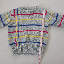 Load image into Gallery viewer, Vintage Primary Striped Gray Knit Sweater 2t
