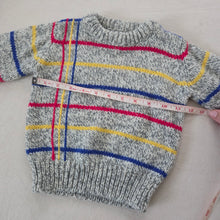 Load image into Gallery viewer, Vintage Primary Striped Gray Knit Sweater 2t

