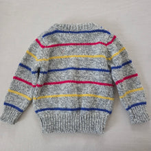 Load image into Gallery viewer, Vintage Primary Striped Gray Knit Sweater 2t
