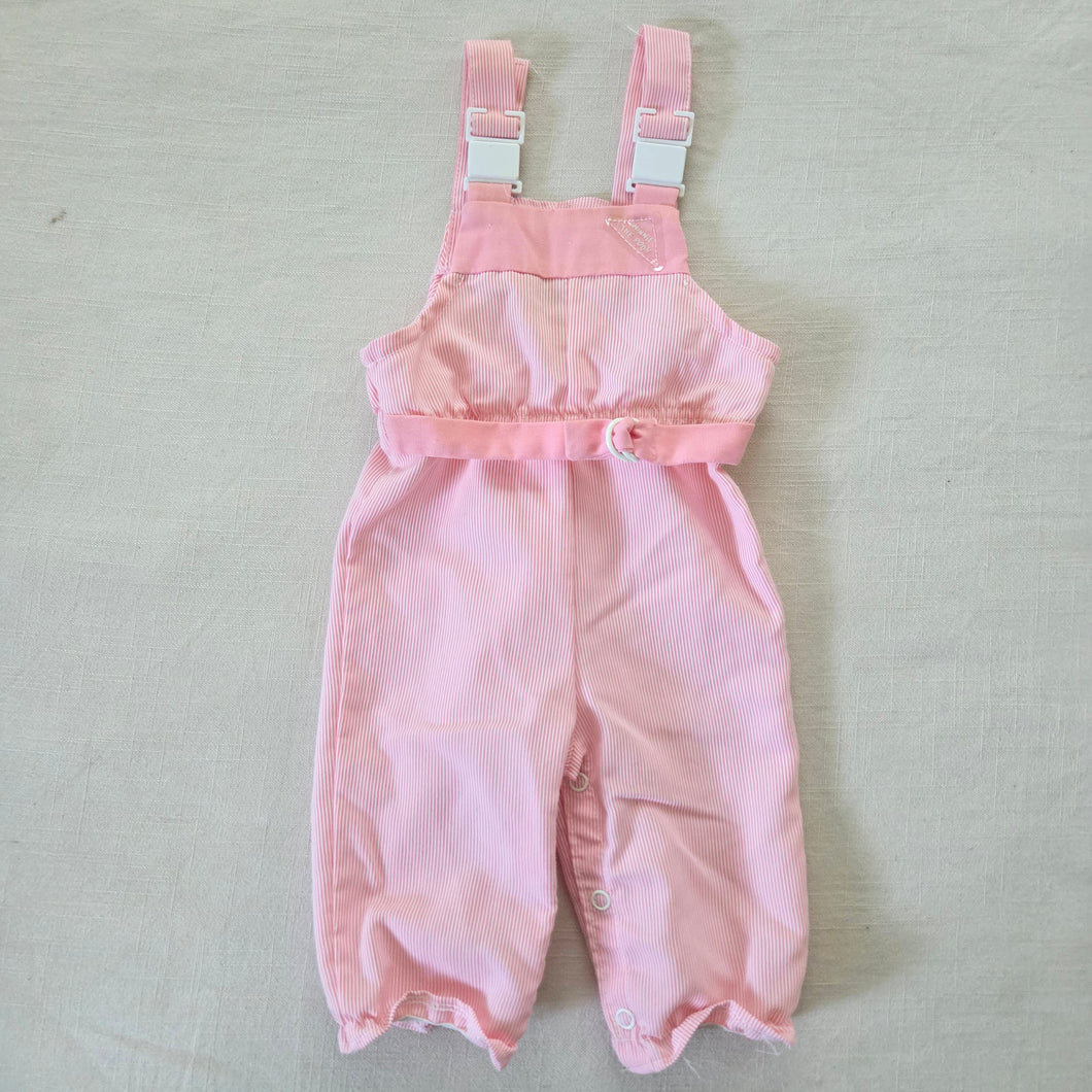 Vintage Pink Striped Overalls 3-6 months